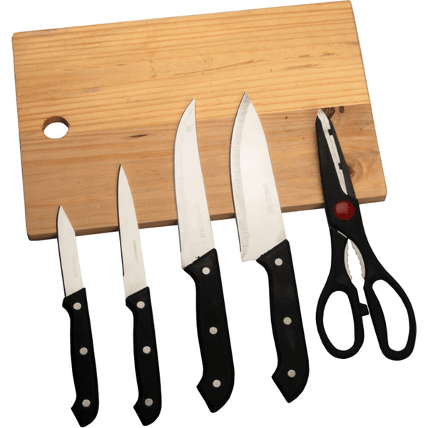 Wooden Chopping Board with Knife Set & Scissor