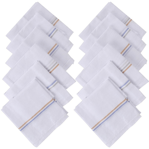 Cotton Premium Collection Handkerchiefs Hanky- 12Pcs
