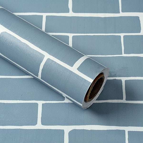 Blue Bricks Self-Adhesive Wallpaper for Walls Sticker Wallpaper Peel and Stick Removable Wallpaper (45cm x 500cm)(Length 5-Meter)