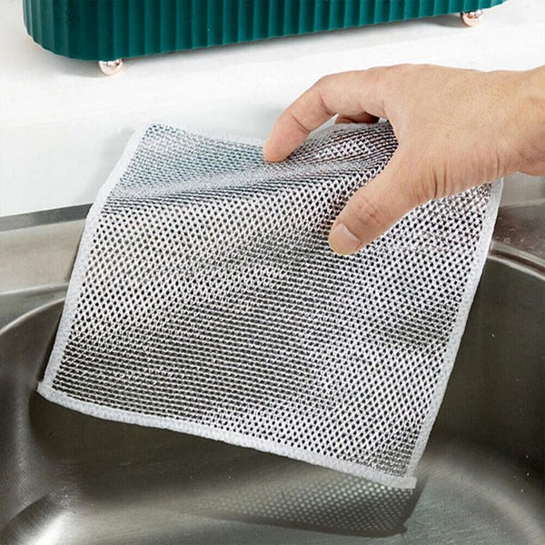 6pc Double layer Multipurpose Wire Dishwashing Rags for Wet and Dry Stainless Steel Scrubber Non-Scratch Wire Dishcloth for Washing Dishes Sinks Counters Easy Rinsing Machine Washable
