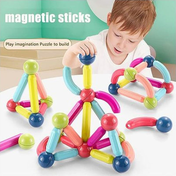 25 pcs Colorful Magnetic Sticks and Balls Sets 3D Construction Building Blocks Magnet Stacking Toys Learning Educational Toys Puzzle Games for Kids - COLOR MAY VARY