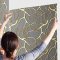 Golden Branches with Leaves Design Self Adhesive Wallpaper Wall Sticker for Home Decor, Living Room, Bedroom, Hall, Kids Room, Play Room (45CM X 500CM)
