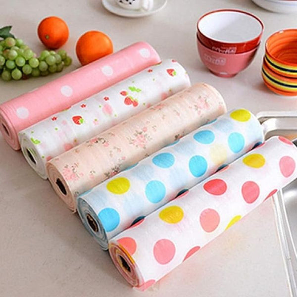 Plastic Non Slip Kitchen Drawer Mat Shelf Sheets Kitchen Shelf Mats Roll Antibacterial Cabinet Plastic Foam Household Wardrobe Moisture Drawer Pad Kitchen Liners Mat - Multicolor (1 Piece)
