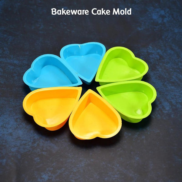 HEART-SHAPED MOLD SILICONE MOLD CAKE MOLD CAKE TOOLS BAKING TOOLS BAKEWARE CAKE TOOL (PACK OF 6)