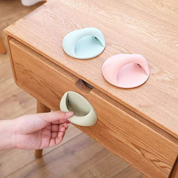 Self Adhesive Peel and Stick Plastic Handles Pull Knob for Sliding Door, Drawer, Window, Commode and Cupboard Cabinet, (Pack of 2)(Multi)