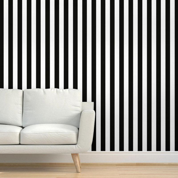 Black & White Lines Self Adhesive Wallpaper Ready to Apply Wallpaper 500 cm x 45 cm Just Peal & Apply