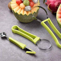 4 in 1 Melon Baller Scoop, Stainless Steel Watermelon Cutter Fruit Carving Tools Set for Fruit Slicer Dig Pulp Separator Green