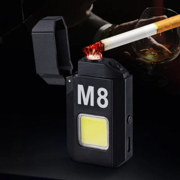 Electronic Lighter+ Flashlight (Portable Mini Lighter Strong Light Electronic Lighter Type-C Rechargeable Flameless Metal Coil Cigarette Lighter Outdoor Camping Tools) 1PC