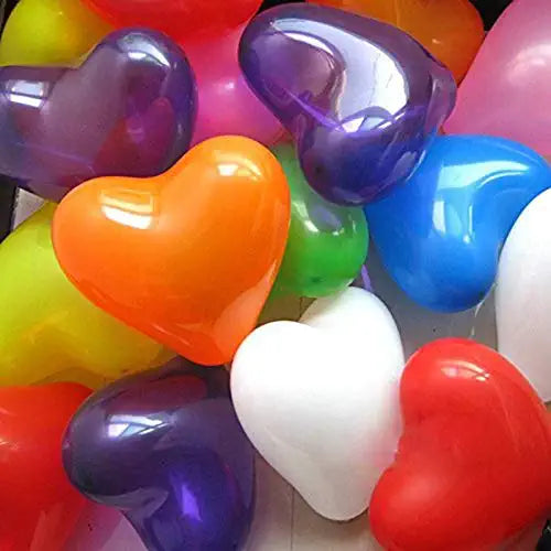 Heart Shape Multicolour Balloons- 30 Pcs