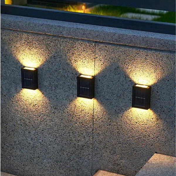 Solar Wall Lights Small Fence Lights Solar Powered, Up Down LED Porch Light, Luces Solares para Exteriores