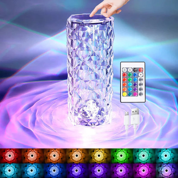 Multicolor Crystal Diamond Table Night Lamp