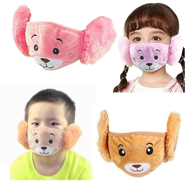 Girls/Boys Warm Winter Synthetic Face Mask with Plush Ear Muffs Covers