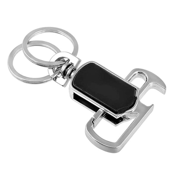 Silver Roatating Hook with Bottle Opener Metal Keychain