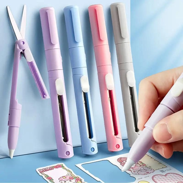 2 In 1 Mini Portable Scissors Paper Cutter Knife