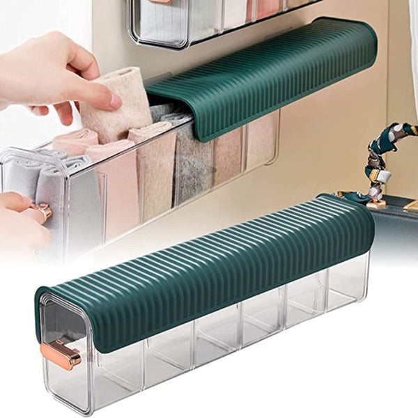 6 Grids Underwear Box Wall Mounted Storage Box Punch-Free Multifunctional Storage Box for Clothes, Socks, Ties