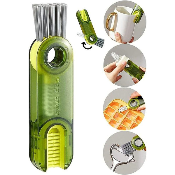 3 in 1 Multi Functional Cleaning Brush,Bottle Washing Tool Set,Cleaner for Bottle Cup Cover Crevice, Feeding Nozzle, Kitchen Cleaning Tools (1 Pcs, Multicolour)