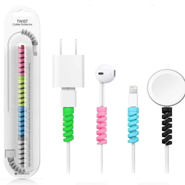 Silicone Spiral Charger Cable Saver, Spring Pack of 4